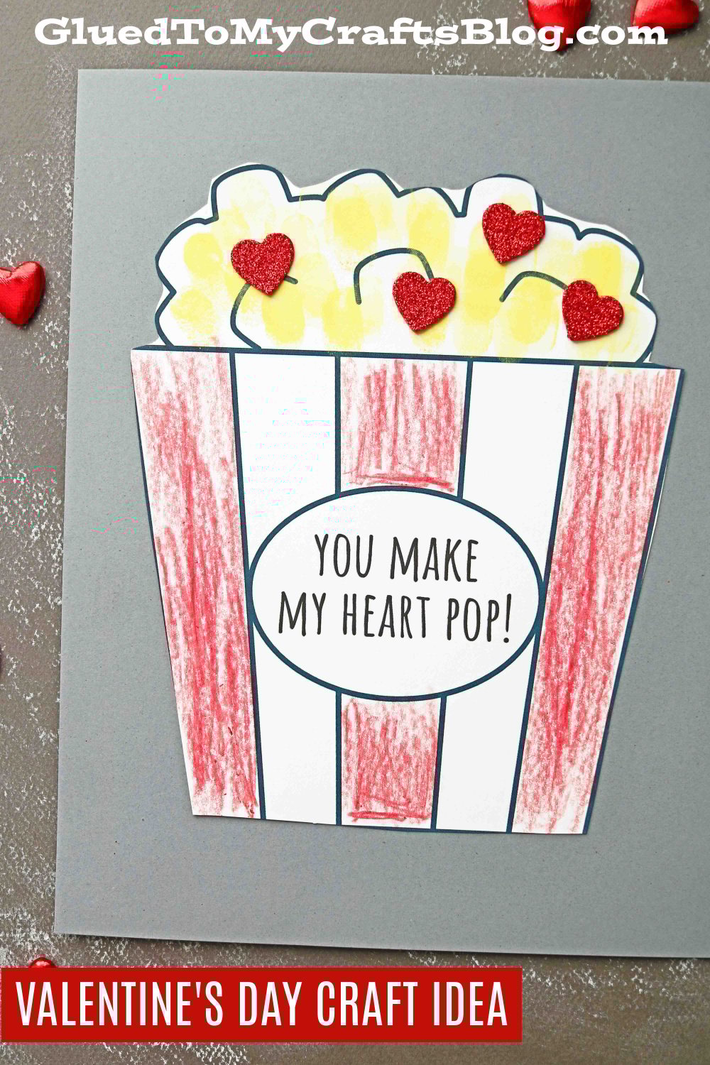 Valentine's Day Thumbprint Popcorn Card Idea