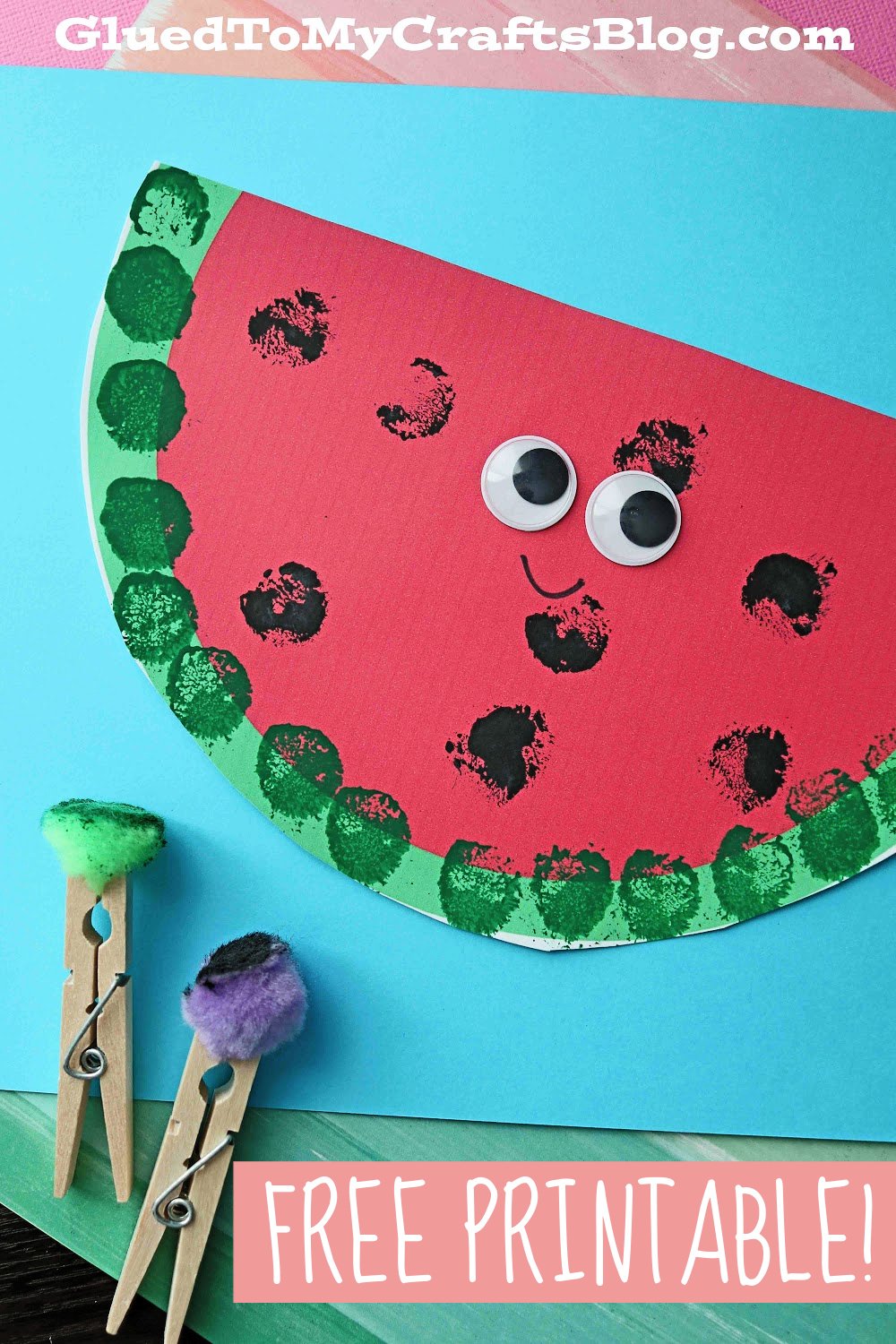 Pom Pom Painted Watermelon Art Project For Kids