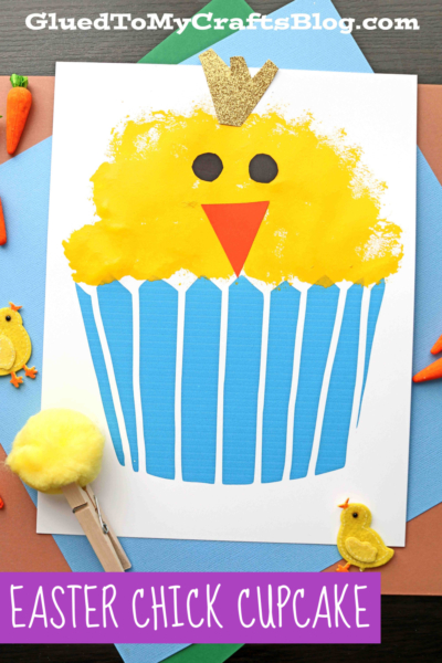Pom Pom Stamped Easter Chick Cupcake Craft