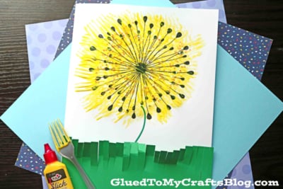 Fork Painted Dandelion Craft Idea For Spring