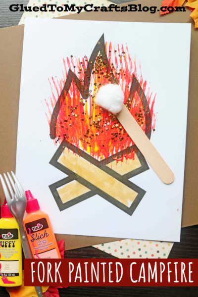Fork Painted Campfire Craft Idea For Kids