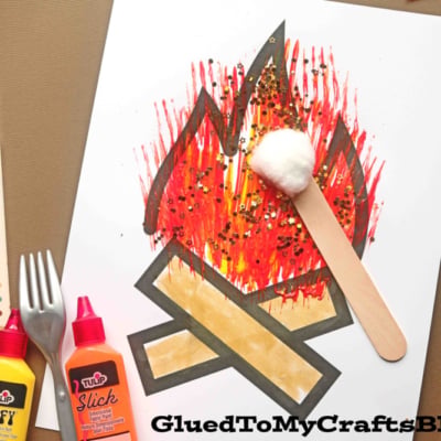 Fork Painted Campfire Craft Idea For Kids