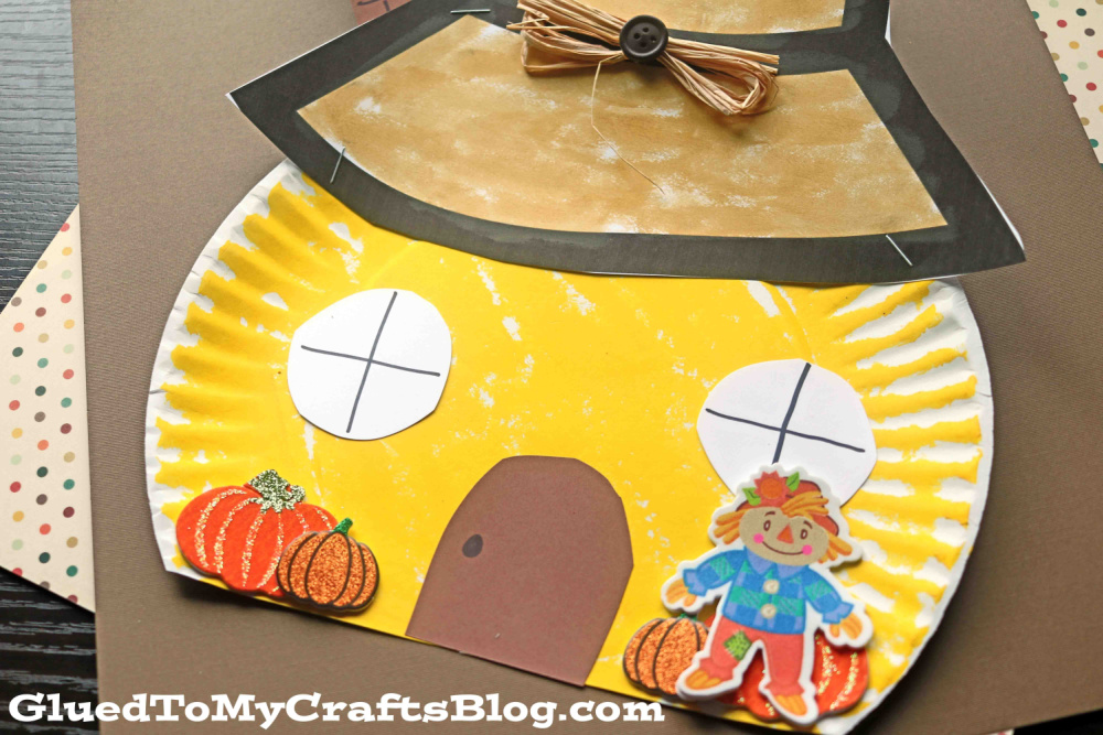 Paper Plate Scarecrow House Craft Idea