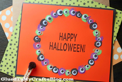 Pom Pom Stamped Eyeball Wreath