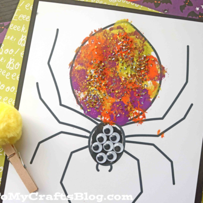 Pom Pom Stamped Spider Craft For Halloween
