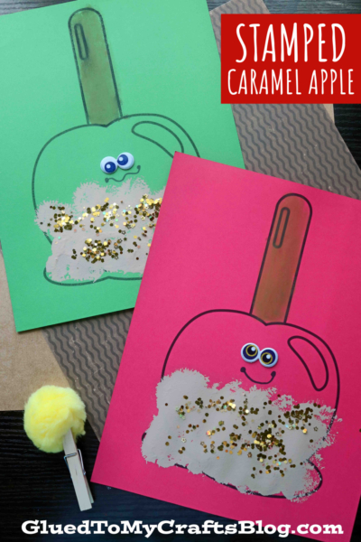 Pom Pom Stamped Caramel Apple Craft