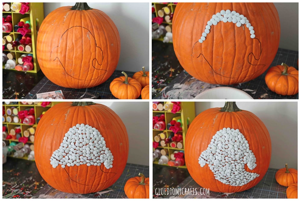 No Carve Thumb Tack Ghost Pumpkin