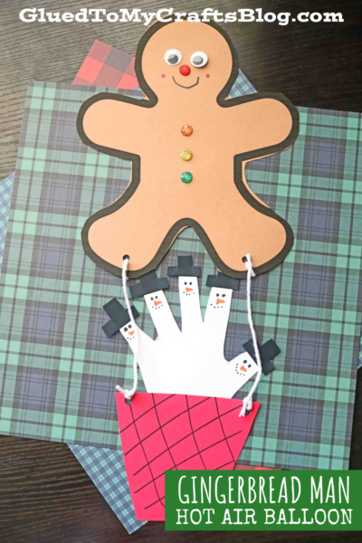 Paper Gingerbread Man Hot Air Balloon Craft