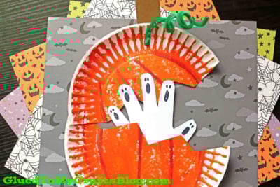 Paper Plate Haunted Pumpkin Craft