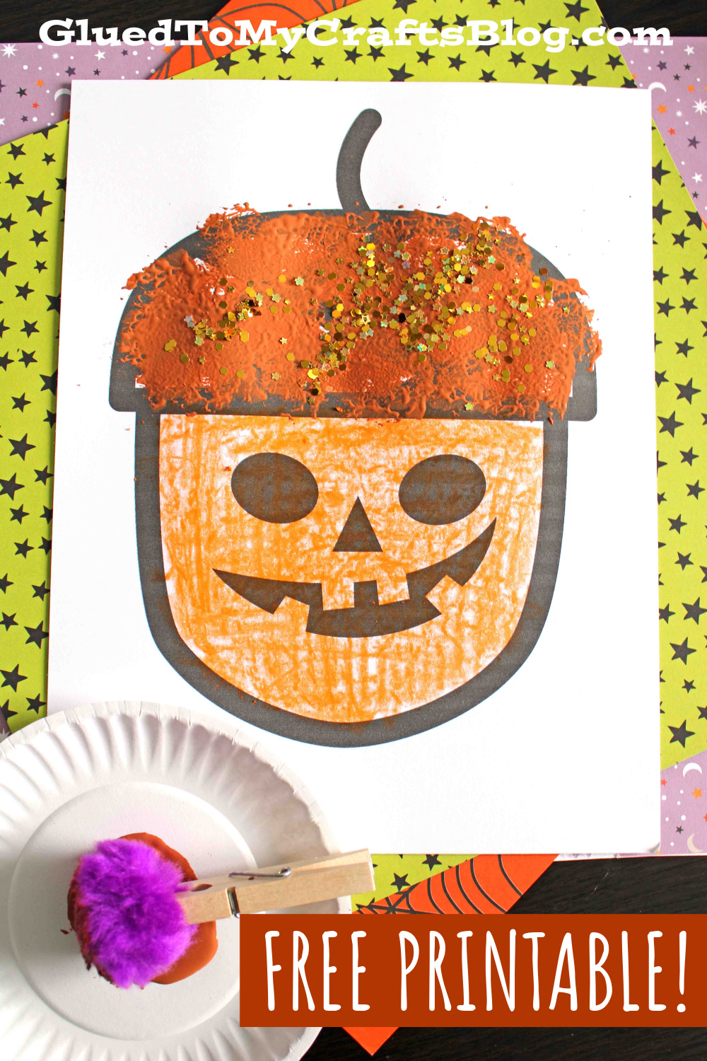 Paper Jack-O-Lantern Acorn Craft Idea For Kids