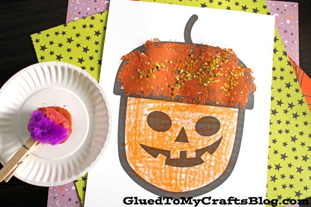 Paper Jack-O-Lantern Acorn Craft Idea For Kids