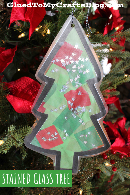 Stained Glass Christmas Tree Ornament Craft Idea For Kids