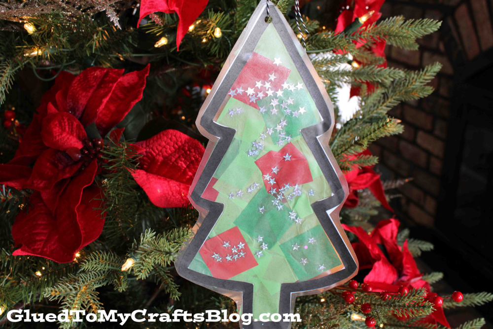 Stained Glass Christmas Tree Ornament Craft Idea For Kids