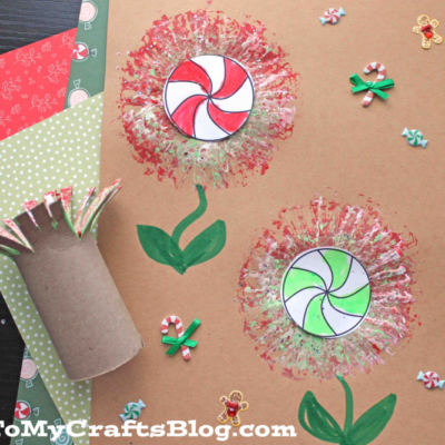 Toilet Roll Stamped Peppermint Candy Flowers