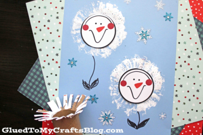 Toilet Roll Stamped Snowman Flowers