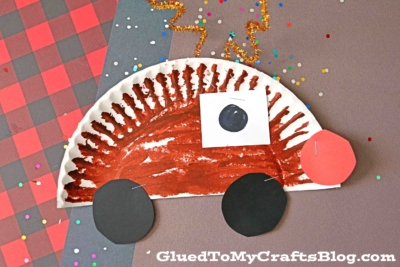 Paper Plate Rudolph The Red Nose Reindeer Car
