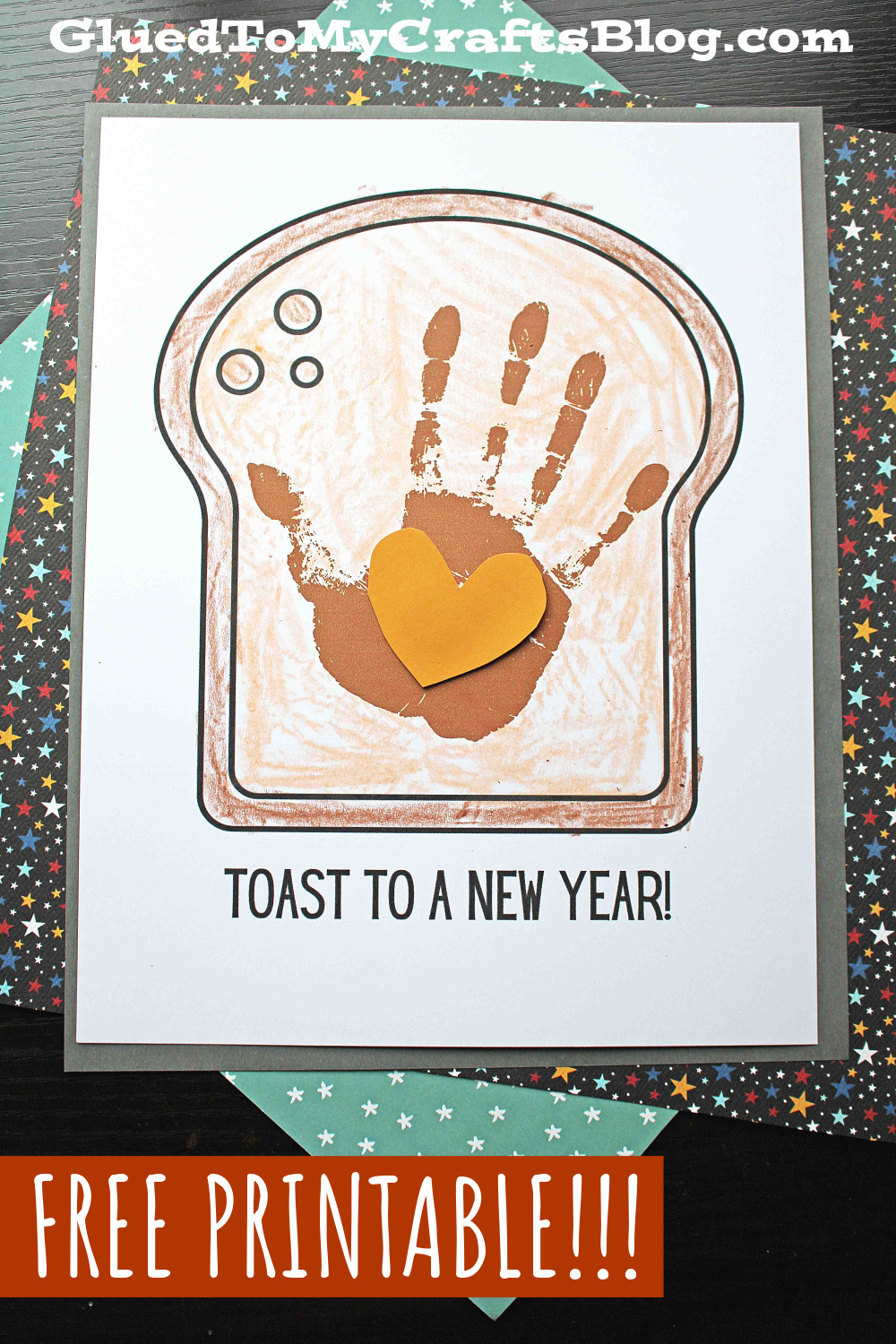 Handprint "TOAST" To A New Year Keepsake