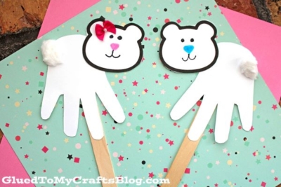 Handprint Polar Bear Puppet Craft