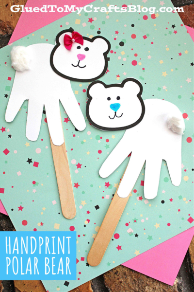 Handprint Polar Bear Puppet Craft