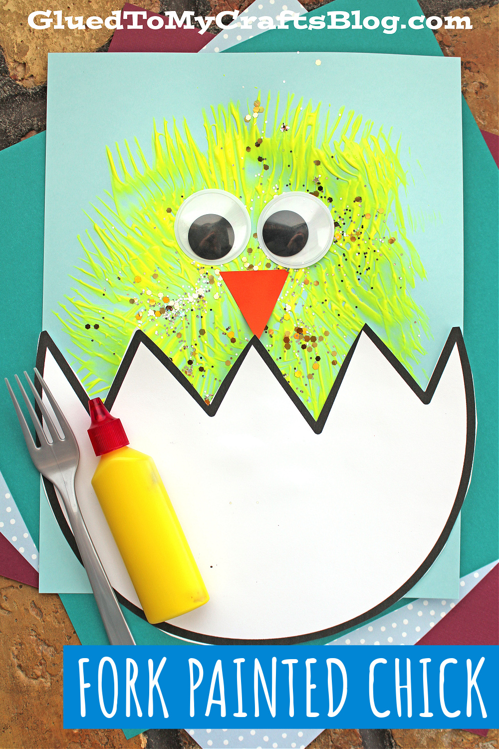 Fork Painted Easter Chick Craft