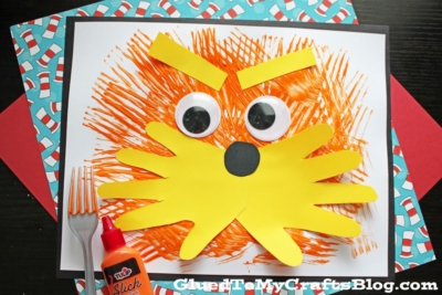 Fork Painted Lorax Craft Idea For Kids