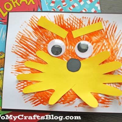 Fork Painted Lorax Craft Idea For Kids