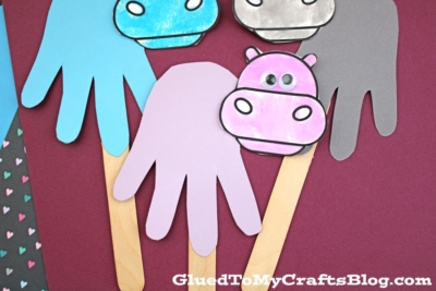 Handprint Hippo Puppet Craft
