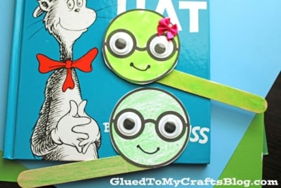 Popsicle Stick Bookworm Bookmark Craft