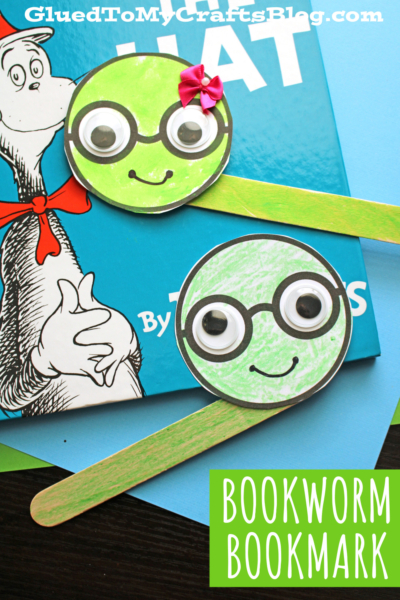Popsicle Stick Bookworm Bookmark