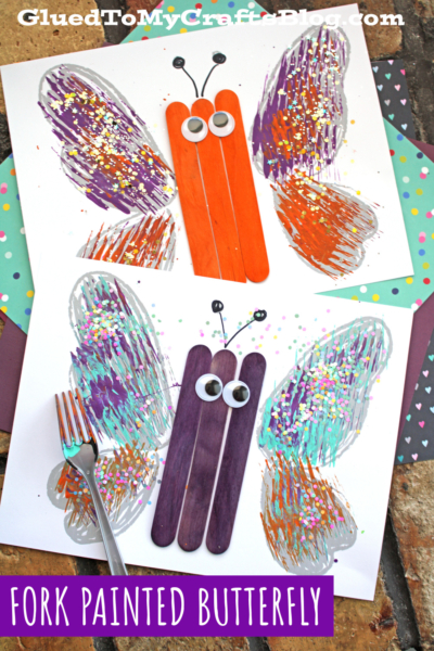 Fork Painted Butterfly Craft Idea For Kids
