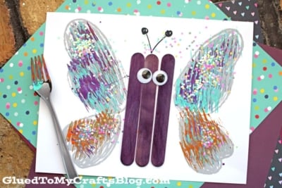 Fork Painted Butterfly Craft Idea For Kids