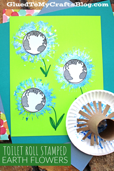 Toilet Roll Stamped Earth Day Flowers