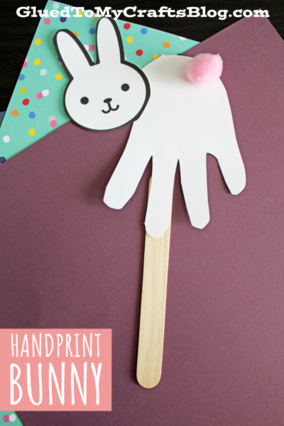 Handprint Bunny Puppet Craft Idea For Kids