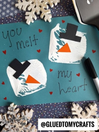 Spatula Stamped Melted Snowman Card Craft Idea