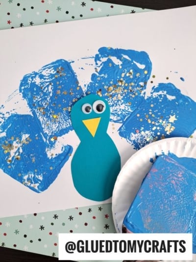 Spatula Stamped Peacock Craft Idea