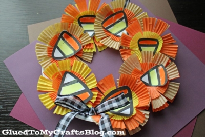Cupcake Liner Candy Corn Wreath