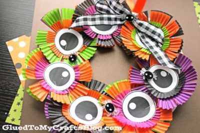 Creepy Cupcake Liner Halloween Wreath Craft