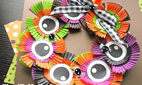 Creepy Cupcake Liner Halloween Wreath Craft