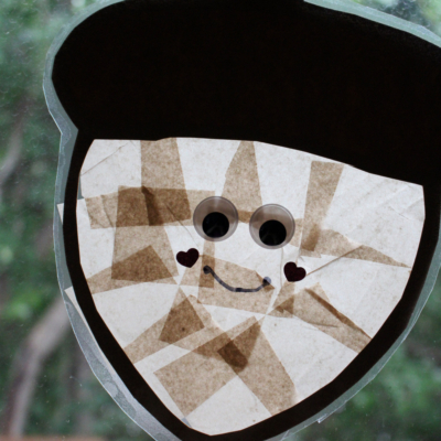 Tissue Paper Acorn Suncatcher Craft