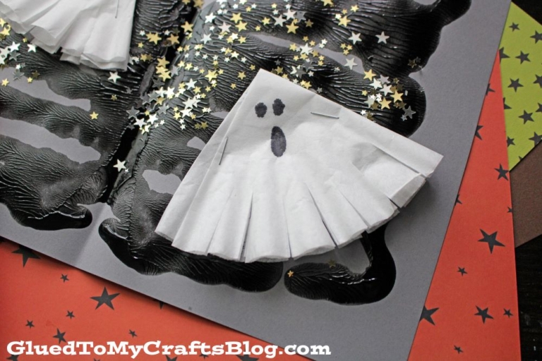 Coffee Filter Ghosts At Night Craft Idea For Kids