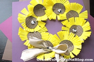 Cupcake Liner Sunflower Wreath