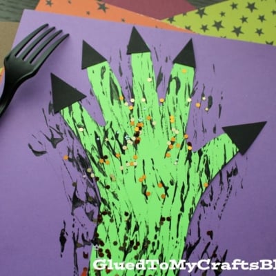 Fork Painted Monster Hand Craft Idea