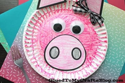 Fork Painted Pig Craft Idea For Kids
