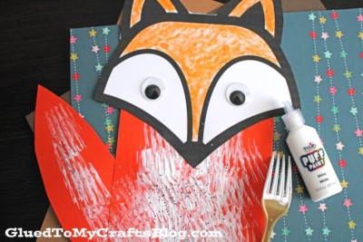 Fork Painted Fox Craft Idea For Kids
