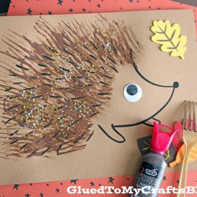 Fork Painted Hedgehog Craft Idea