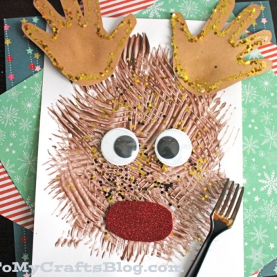 Fork Painted Reindeer For Christmas
