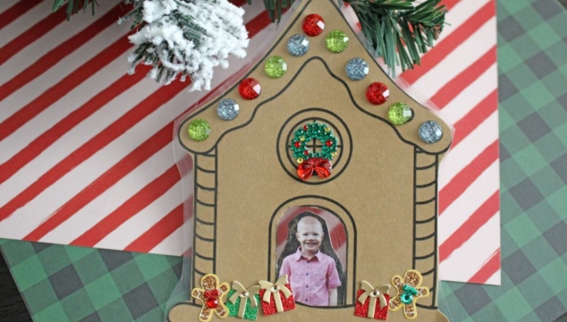 Christmas Gingerbread House Photo Ornament