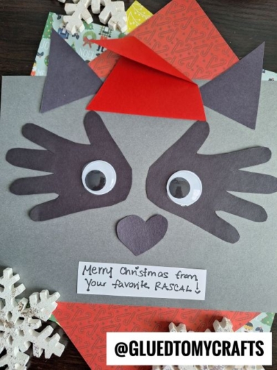 Handprint Christmas Raccoon Keepsake Craft Idea