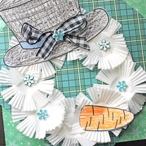 Cupcake Liner Snowman Wreath Craft Idea For Kids