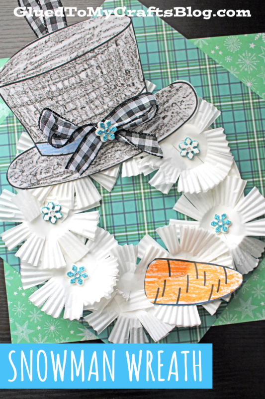 Cupcake Liner Snowman Wreath Craft Idea For Kids